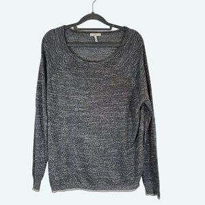 Joie Metallic Long Sleeve Sweater Silver Gray Scoop Neck Light Weight‎ Medium